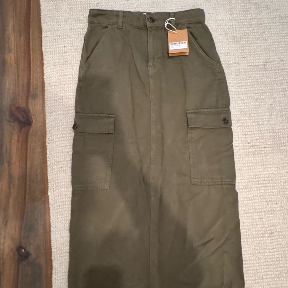 Reformation Olive Green Women's Cargo Skirt midi- NWT